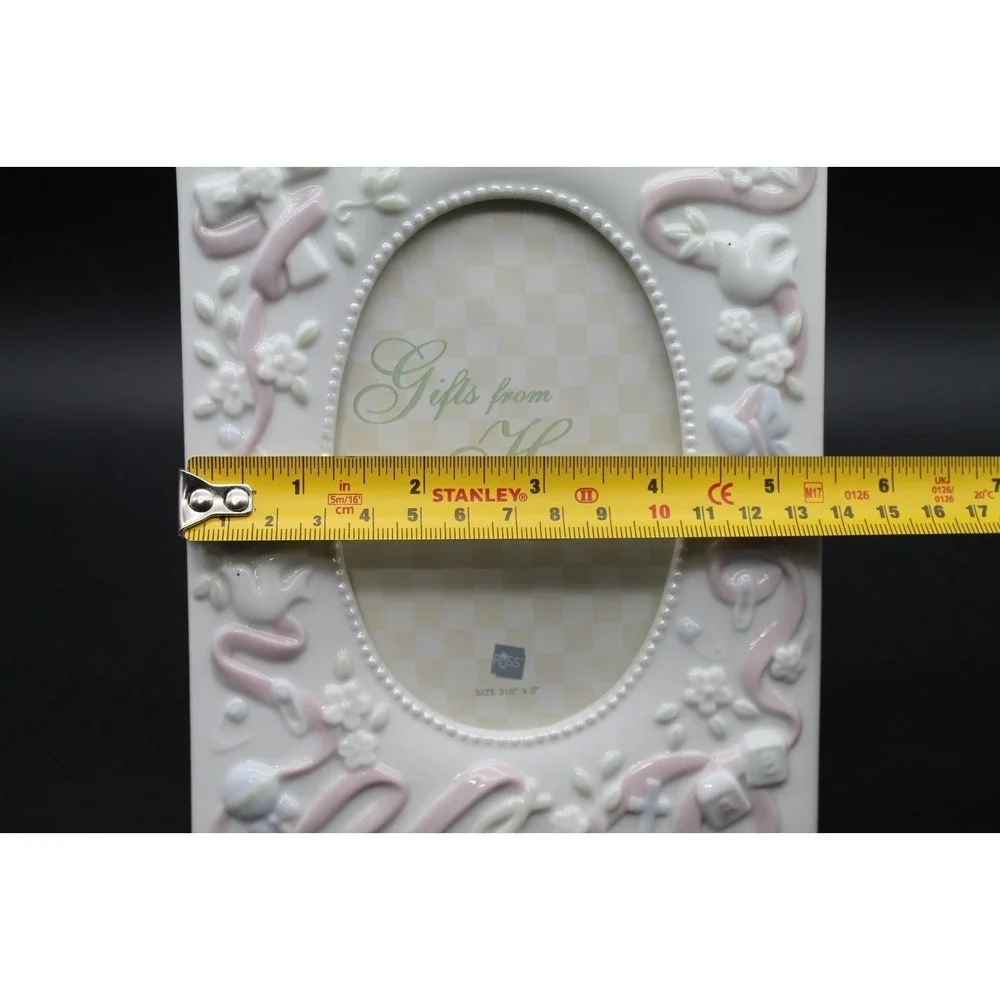 Russ Baby Christening Gifts from Heaven Ceramic Picture Frame White Pink 3.5x5